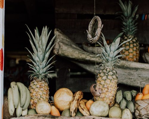 Colombian market with tropical fruits displaying local harvest